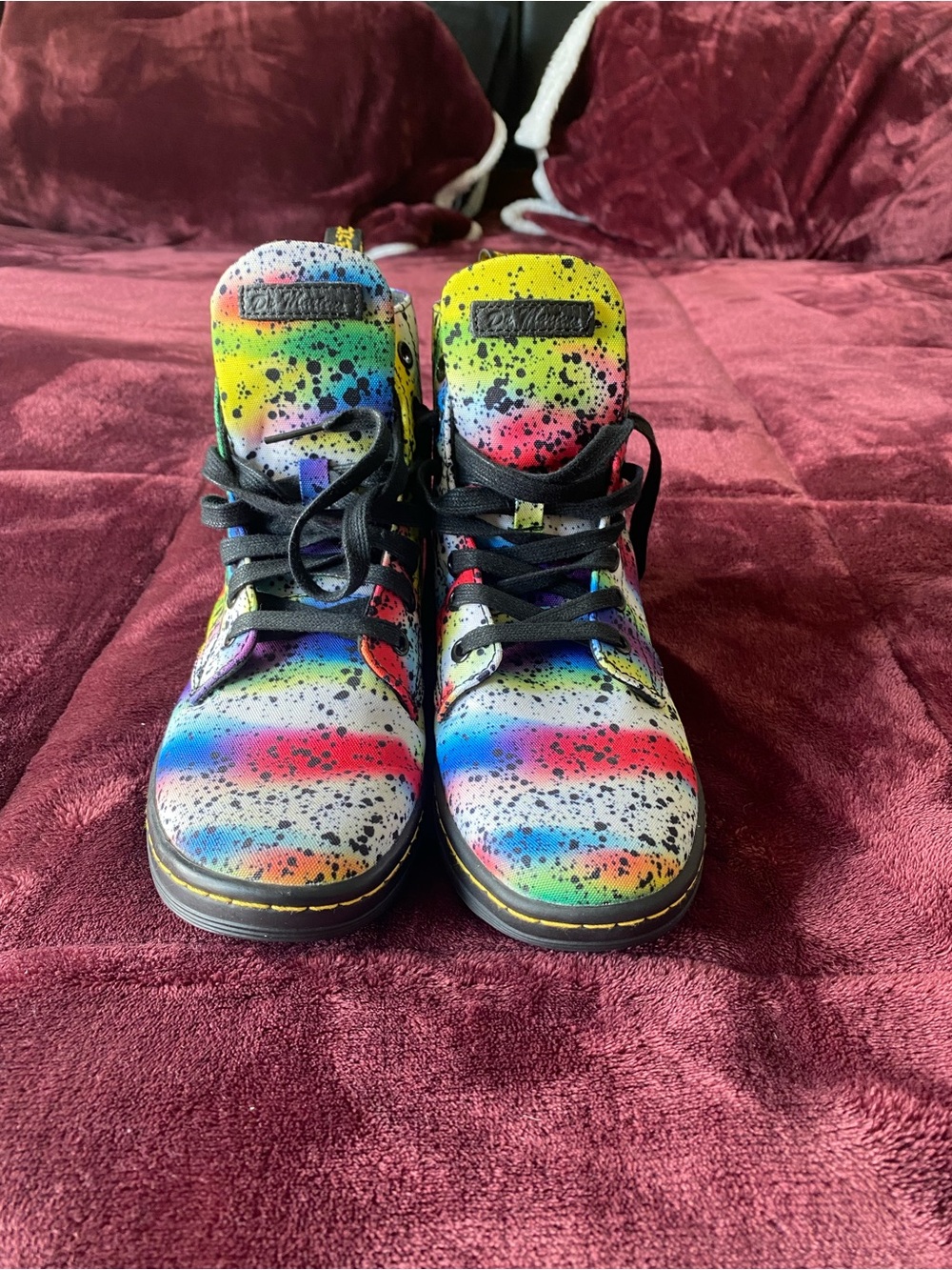 Dr. Martens Kids Multicolor Rainbow Paint-Splatter Boots